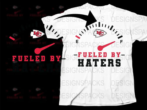 Fueled By Haters T-Shirt, Kansas City Football Fan Apparel, Sports Fan Gift, White Graphic Tee, Unisex Football Season Shirt