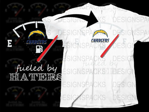Chargers Fueled by Haters T-Shirt, White Graphic Tee, Sports Fan Apparel, Football Season Shirt, Bold Team Support, Casual Style Top