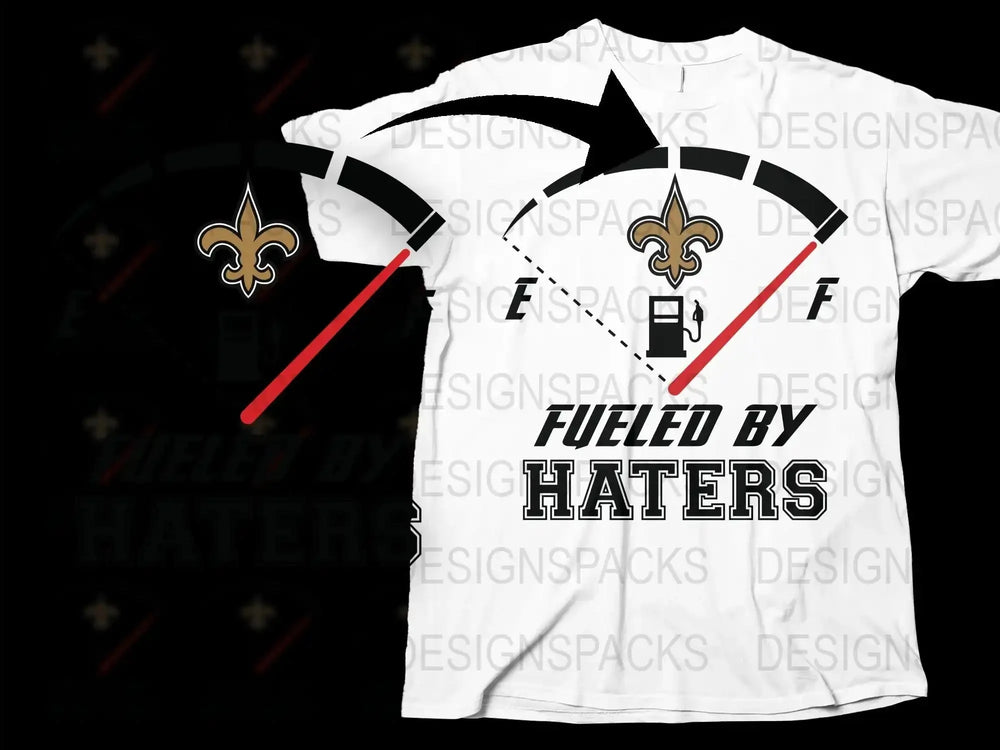 Sports Fan T-Shirt Fueled By Haters, New Orleans Team Inspired, Bold Graphic Tee, Football Season Apparel