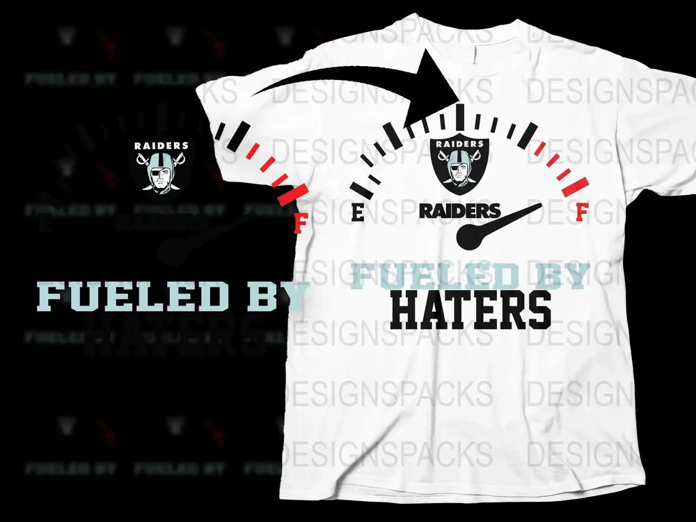 Raiders Football Themed T-Shirt, Fueled by Haters, Trendy Sports Fan Apparel, Graphic Tee