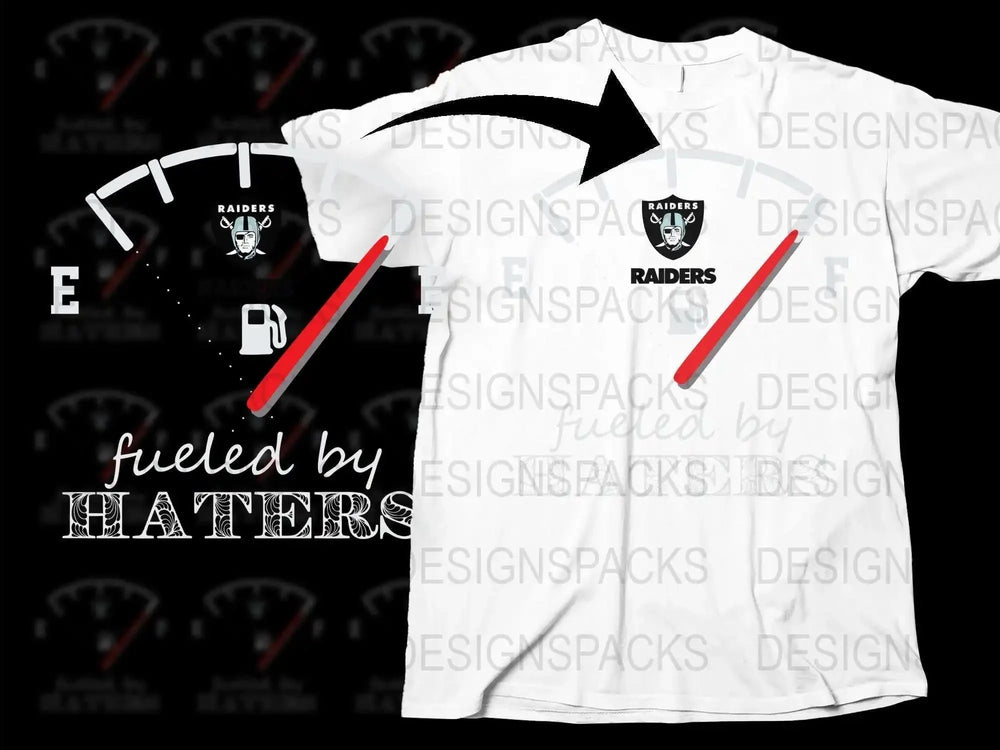 Raiders Fueled by Haters T-Shirt, Bold Graphic Sports Fan Tee, Casual White Top for Game Day
