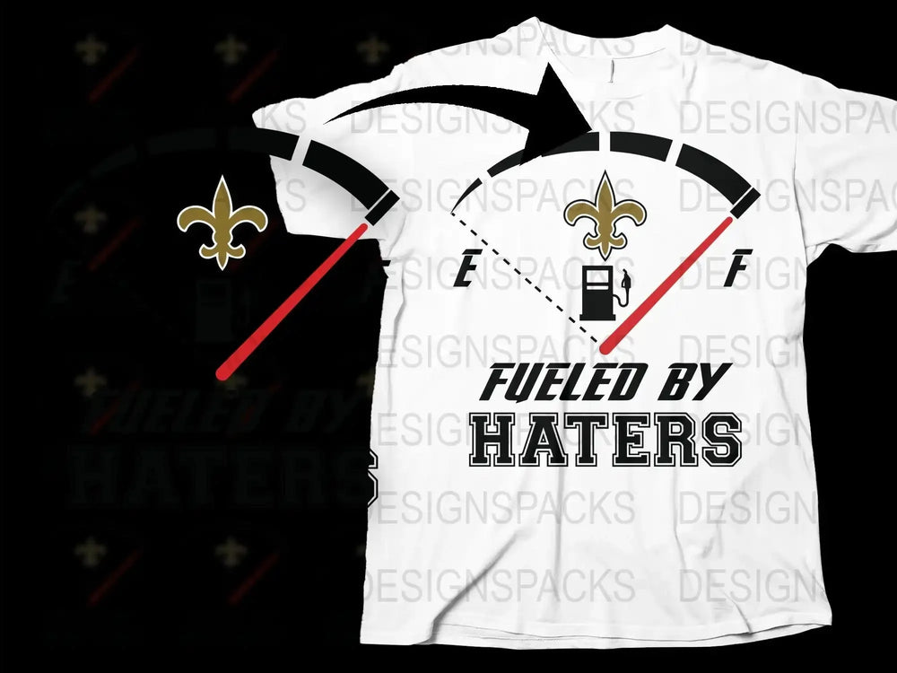 Fueled by Haters T-Shirt, Black and White Graphic Tee, Sports Logo, Casual Wear for Men and Women