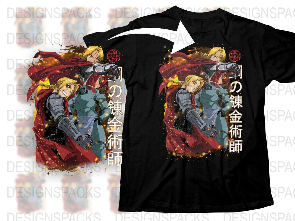 Anime Graphic T-Shirt, Fullmetal Alchemist Edward Elric Design, Japanese Text, Manga Fan Tee, Unique Gift Idea, Unisex Apparel