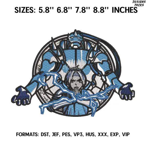 Fullmetal Alchemist Embroidery design file. Anime embroidery pattern. Digital design download, Anime Pes Design Brother