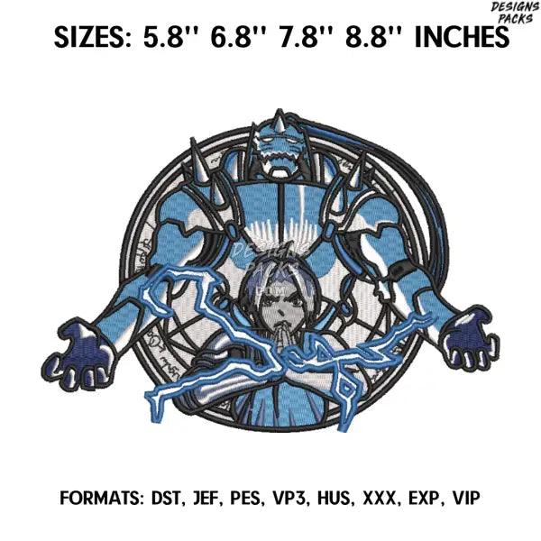 Fullmetal Alchemist Embroidery design file. Anime embroidery pattern. Digital design download, Anime Pes Design Brother