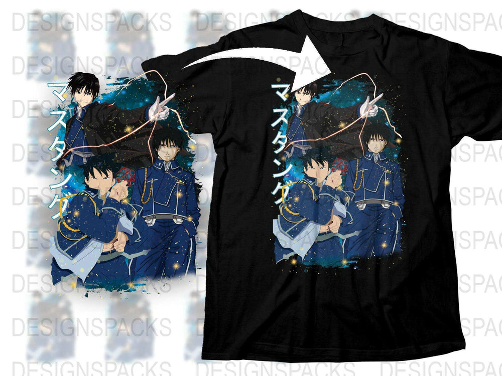 Anime Graphic T-Shirt, Cool Male Character Design, Night Sky and Magic Motifs, Stylish Cotton Tee for Fans