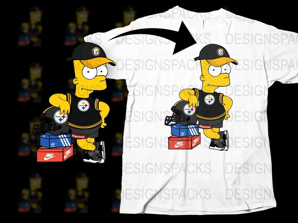 Fun Cartoon Character With NFL Team Logo Png Digital Download