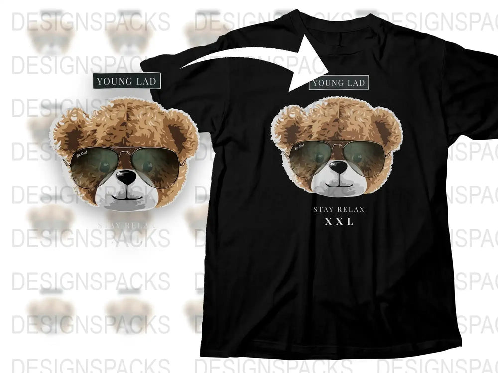 Fun Cool Bear with Sunglasses Young Lad Png Digital Download