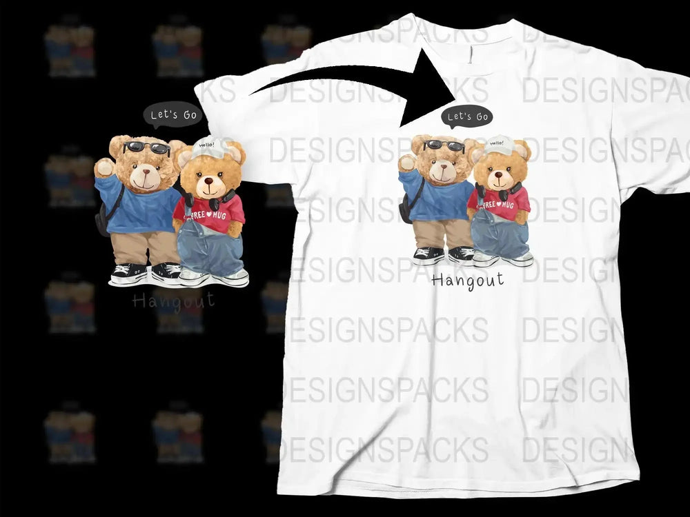 Fun Hangout Png Digital Download with Cute Bear Illustration