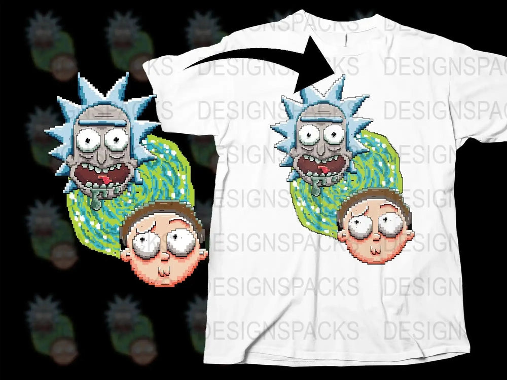Fun Pixel Art Rick and Morty Design Png Digital Download