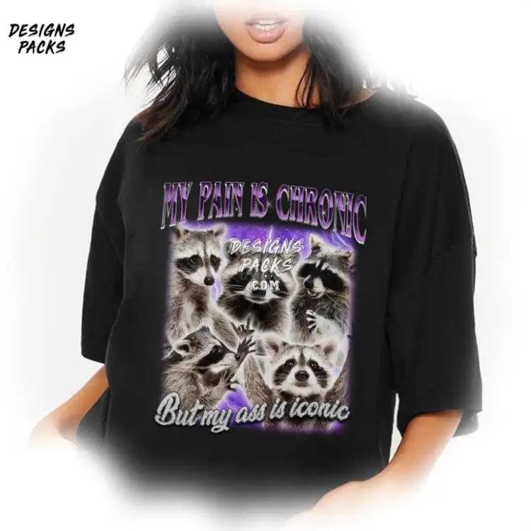 Funny 90S Retro Raccoon Meme My Pain Is Chronic Vintage Bootleg Png Design