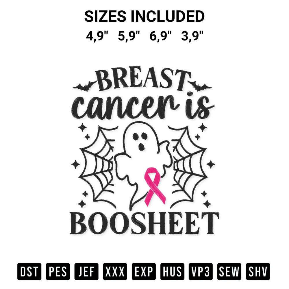 Funny Breast Cancer Is Boo Sheet Halloween Breast Cancer Awareness Logo Embroidery Design