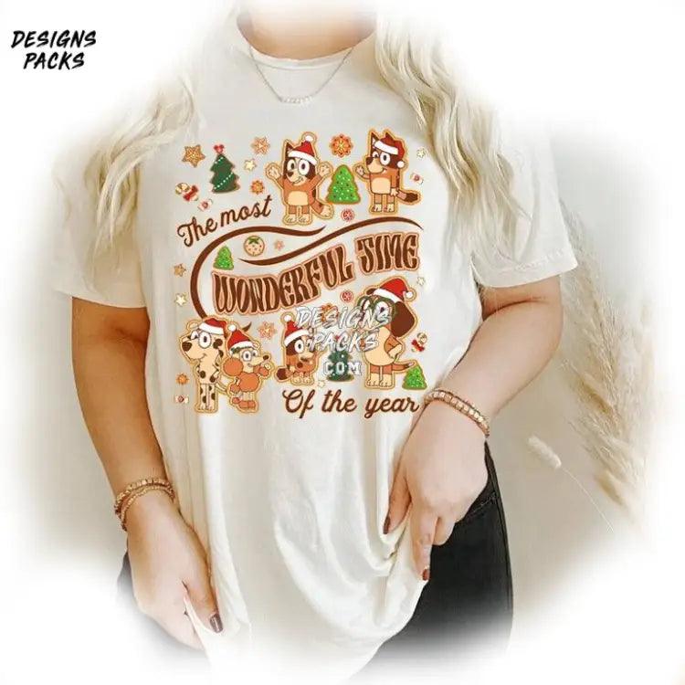 Funny Christmas Most Wonderful Time Of The Year Bluey Gingerbread Png Design