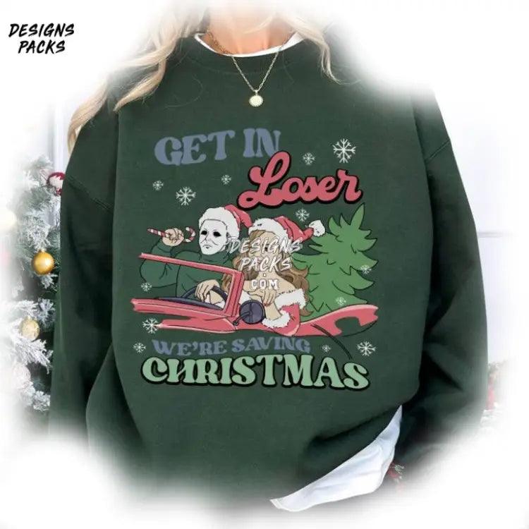 Funny Christmas Spooky Mariah Carey Michael Myers Get In Loser We’re Saving Png Design