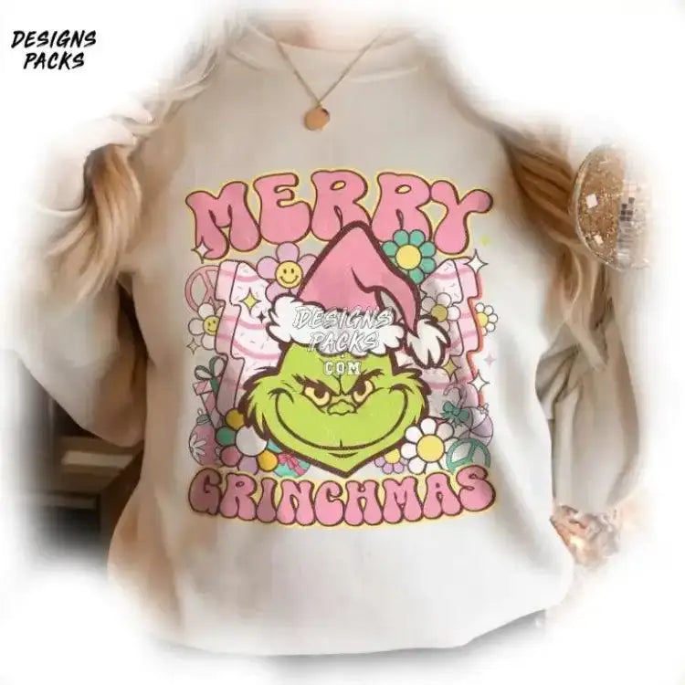 Funny Grinchmas Xmas Pink Merry Png Design