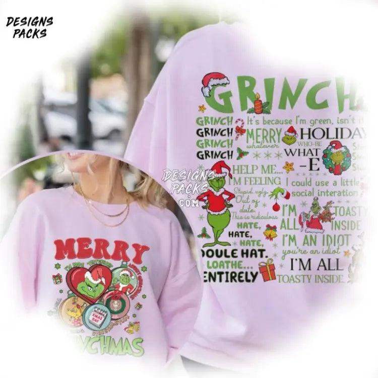 Funny Grinchmas Xmas Two - Sided Merry Png Design