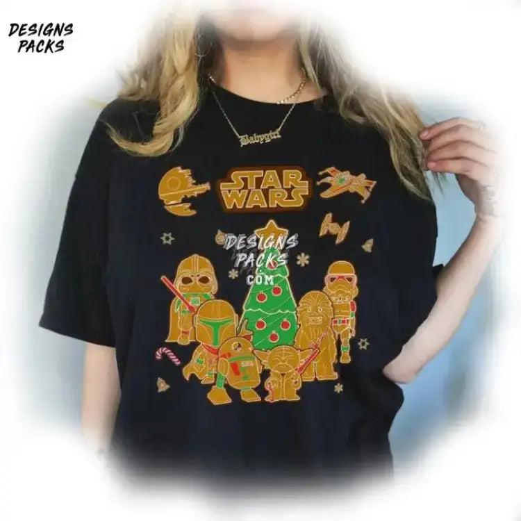 Funny Mandalorian Characters Xmas Christmas Squad Darth Vader Ginger Cookies Png Design