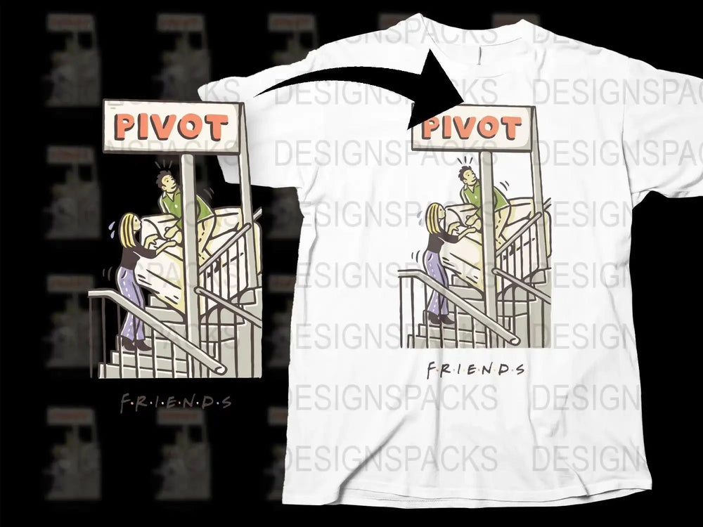 Funny Pivot Design with Friends Character Png Digital Download