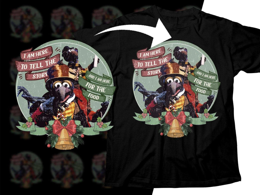Gonzo Muppet Christmas t-shirt design with festive bells and holly, print-ready for DTG/DTF.