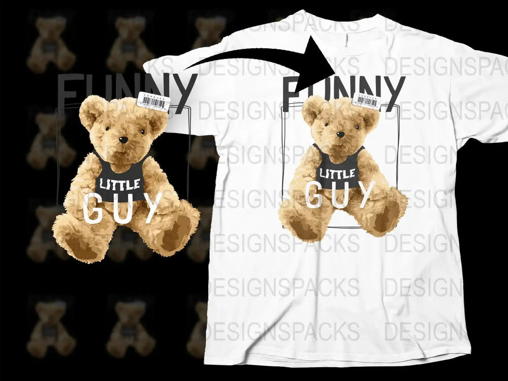 Funny Teddy Bear Little Guy Graphic Png Digital Download