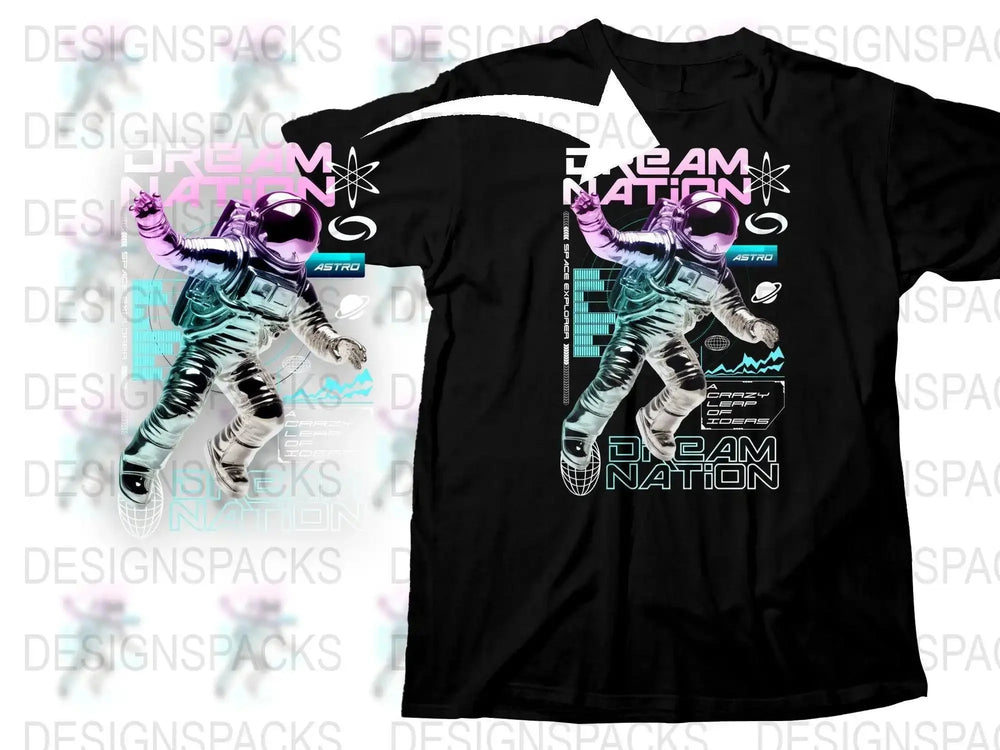 Futuristic Astronaut Dream Nation Graphic Png Digital Download