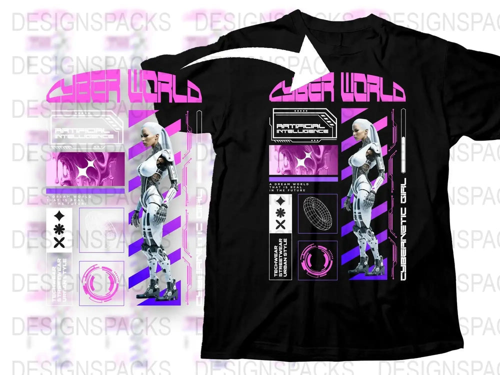 Futuristic Cyber World Design Graphic White Png Digital Download