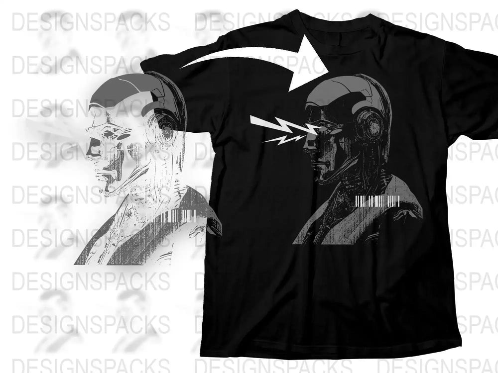 Futuristic Cybernetic Robot Design Streetwear Png Digital Download