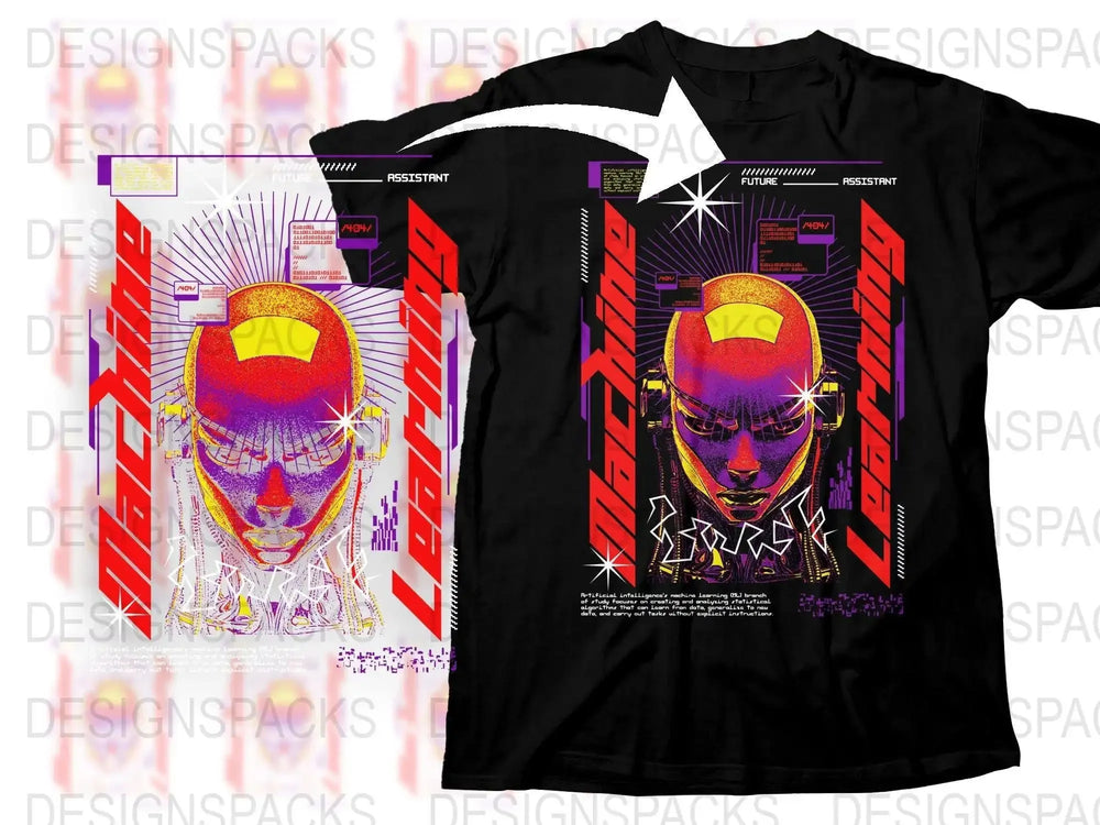 Futuristic Machine Learning Graphic Streetwear Png Digital Download
