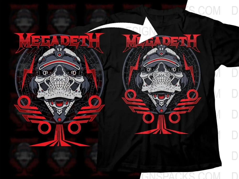 Futuristic Mecha Design Megadeth Rock Art Png Halftone Digital Download