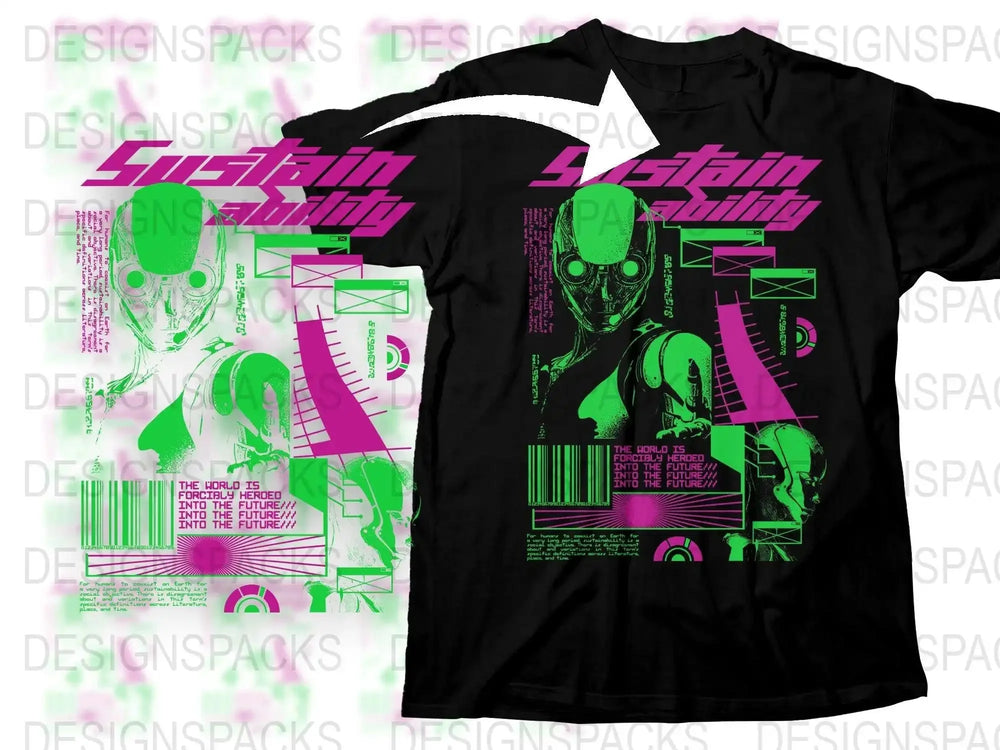 Futuristic Robotic Design Streetwear Graphic Png Digital Download