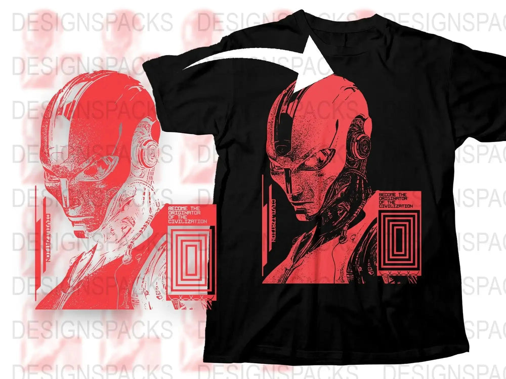 Futuristic Robotics Graphic Streetwear Png Digital Download