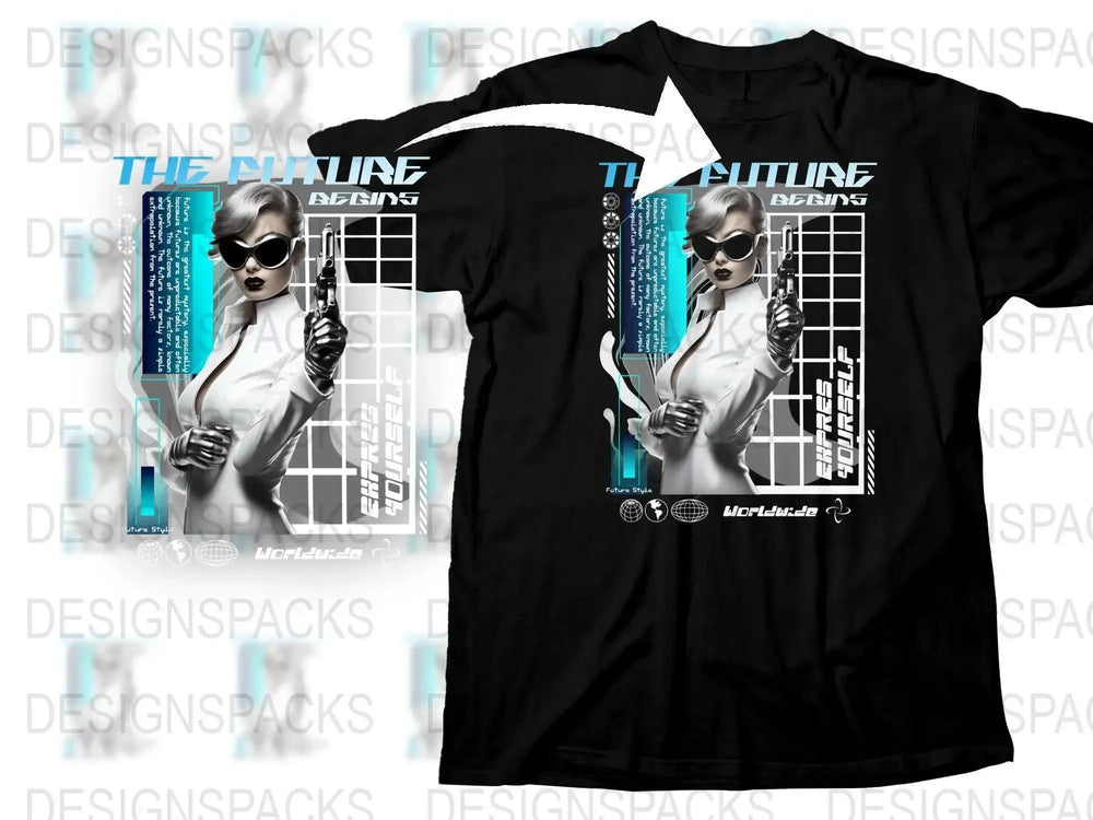 Futuristic Streetwear Png Digital Download The Future Begins Style