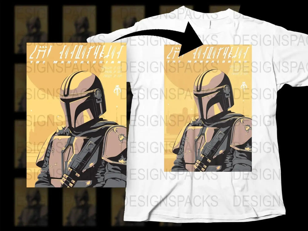 Futuristic The Mandalorian Graphic Png Digital Download