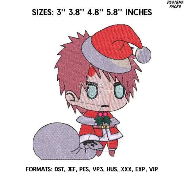 Gaara Embroidery Design File, Naruto Anime Embroidery Design,. Gaara Santa Claus