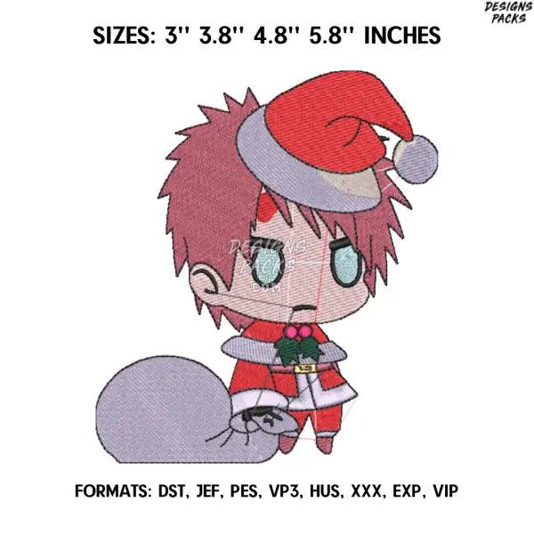 Gaara Embroidery Design File, Naruto Anime Embroidery Design,. Gaara Santa Claus