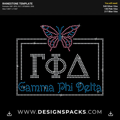 Gamma Phi Delta Sorority Rhinestone Digital Template