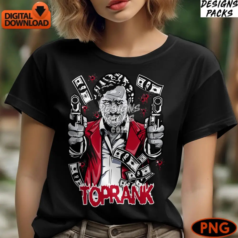 Gangster Movie Comic Art Digital Download Retro Pop Style Bold Graphic Png File