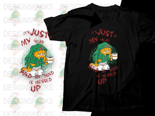 Garfield Just in My Head and Messed Up Mind Png Digital Download