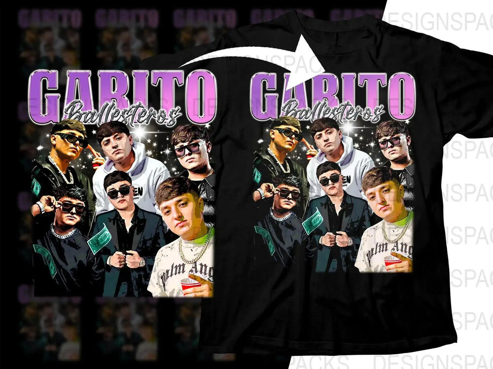 Garito Ballesteros group design on black t-shirt, print-ready PNG for DTG/DTF, instant download