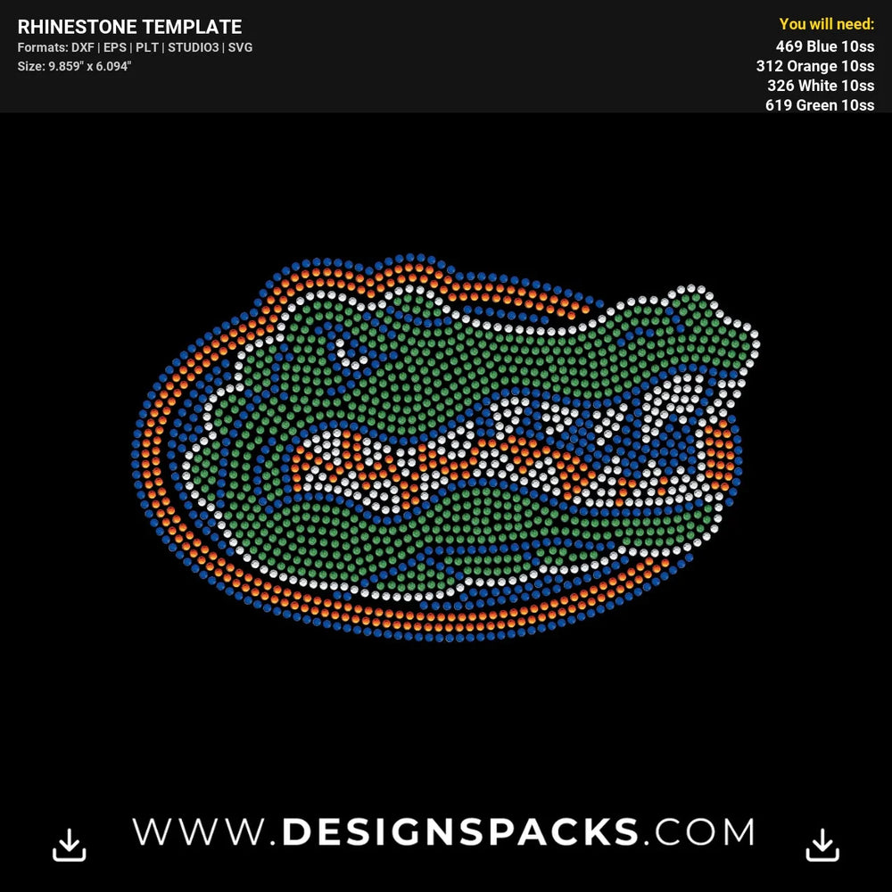 Gators Mascot Logo Rhinestone Digital Template