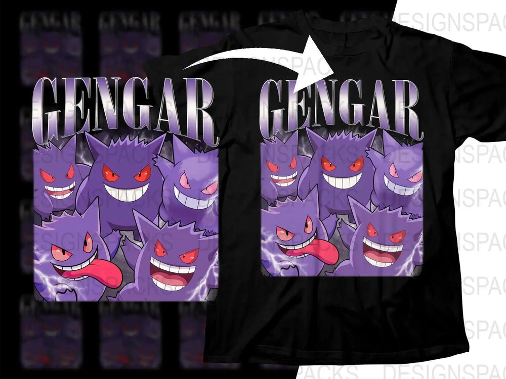 Gengar Fan Art Five Expressions Poke Png Digital Download