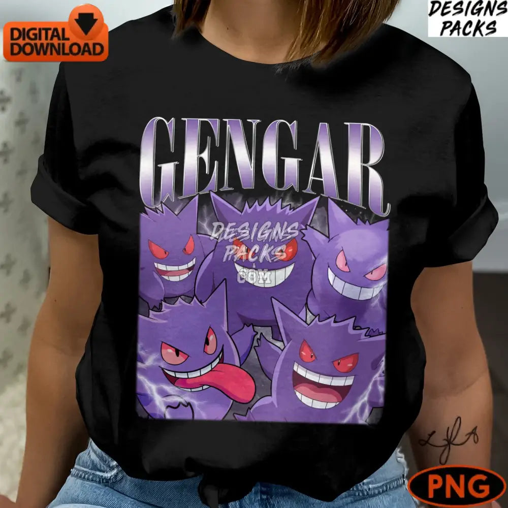 Gengar Pokemon Digital Art Instant Download Png Vibrant Gaming Fan