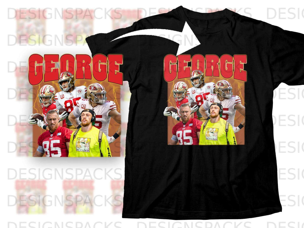 Black t-shirt featuring "GEORGE" in large red letters above players.