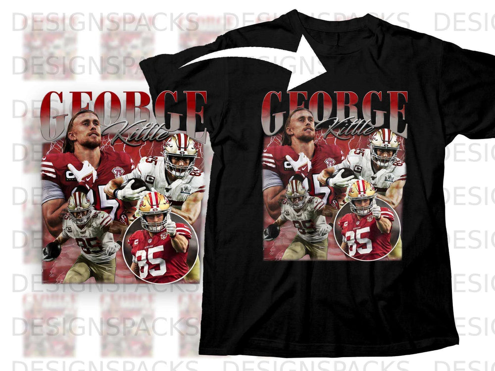 San Francisco 49ers jersey with George Kittle and #85 graphic.