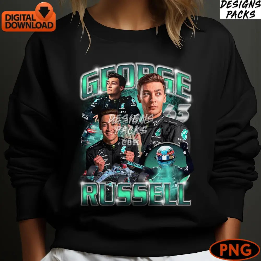 George Russell F1 Digital Formula One Racing Driver Png Motorsport Fan Gift Instant Download