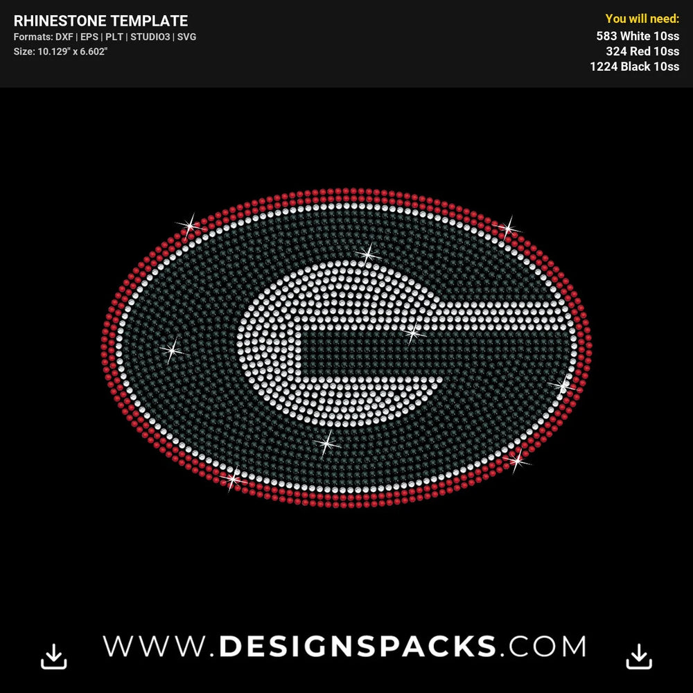 Georgia Bulldogs Big Logo G Rhinestone Digital Template