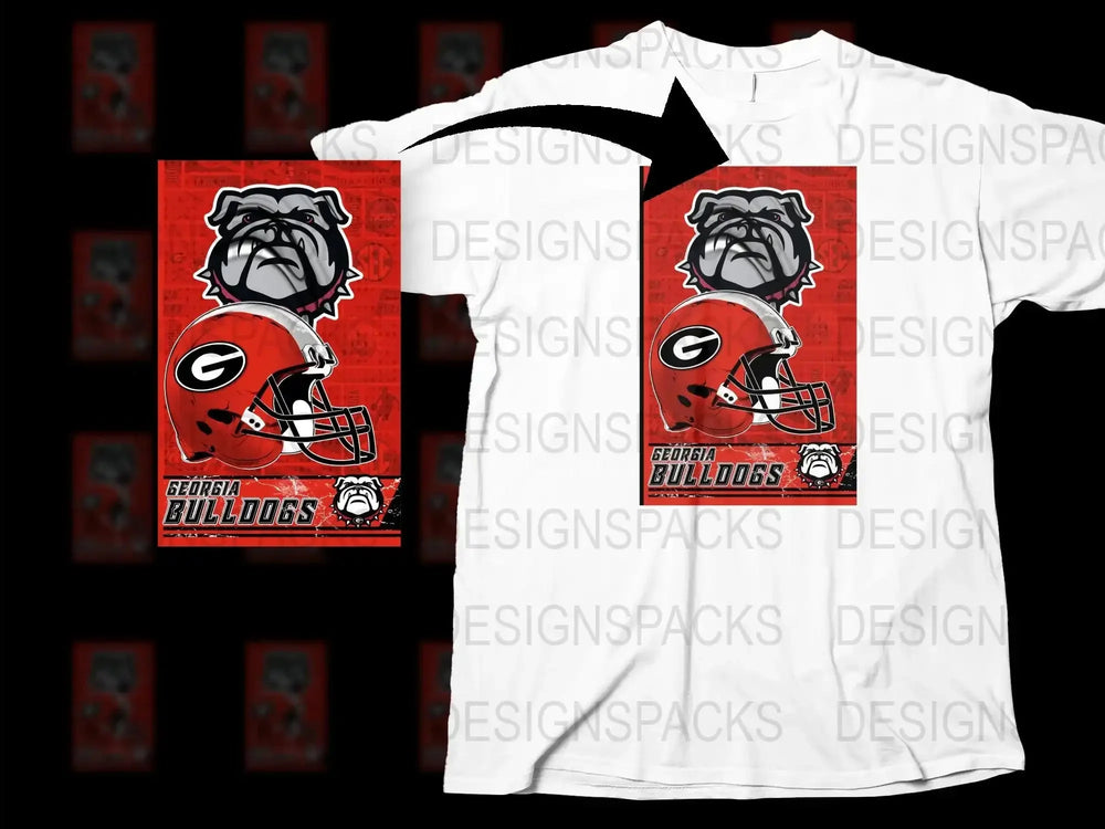 Georgia Bulldogs T-Shirt, College Football Graphic Tee, Red and White Sports Fan Apparel, Unisex Sizes