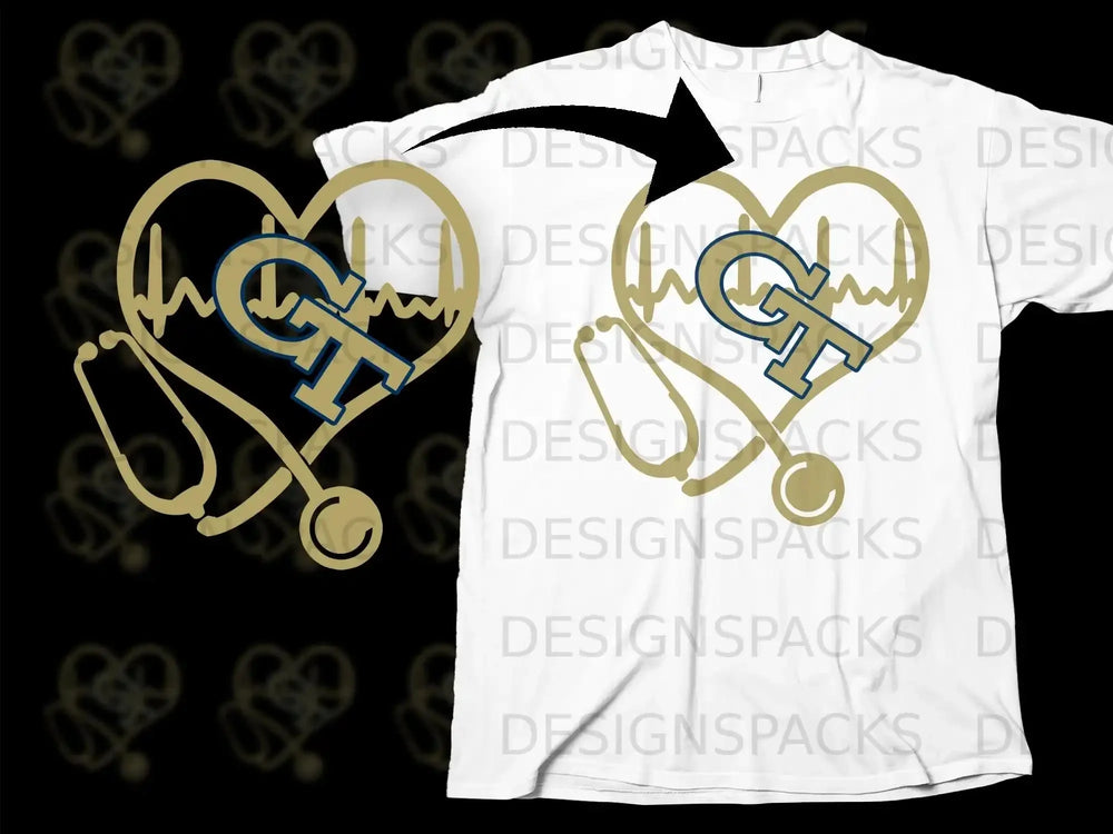 GT Heartbeat Stethoscope Graphic T-Shirt Design