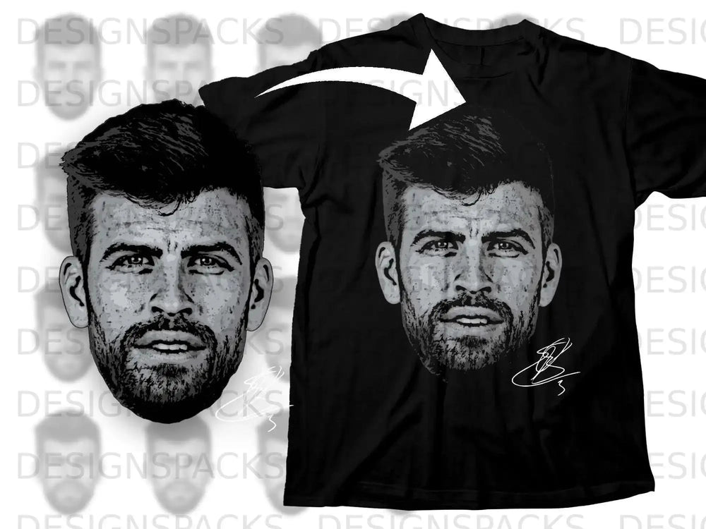 Black T-shirt with Large Face Graphic Design