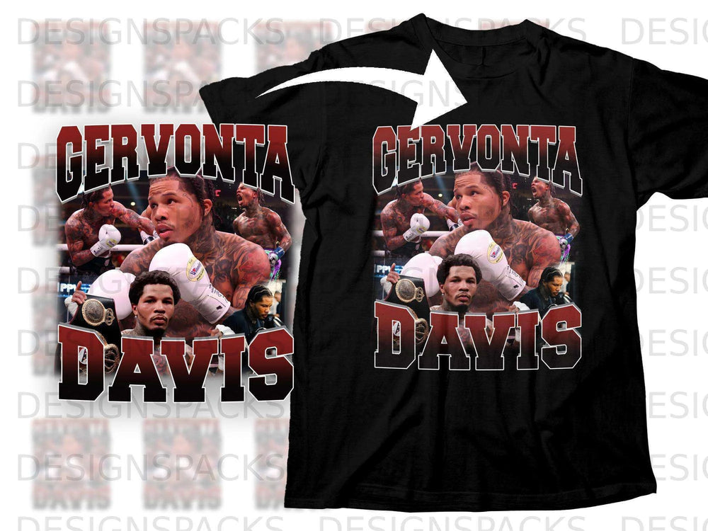 T-shirt graphic with Gervonta Davis boxing image and text "Gervonta Davis."